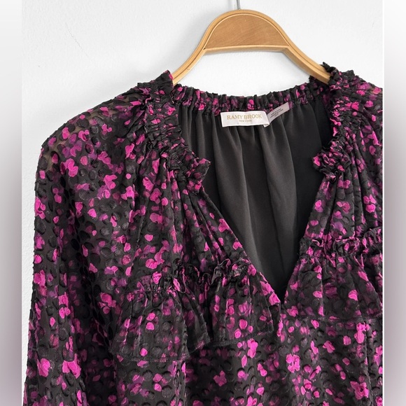Ramy Brook Sara V-Neck Purple and Black Plumberry Textured Top size XS - Picture 9 of 9